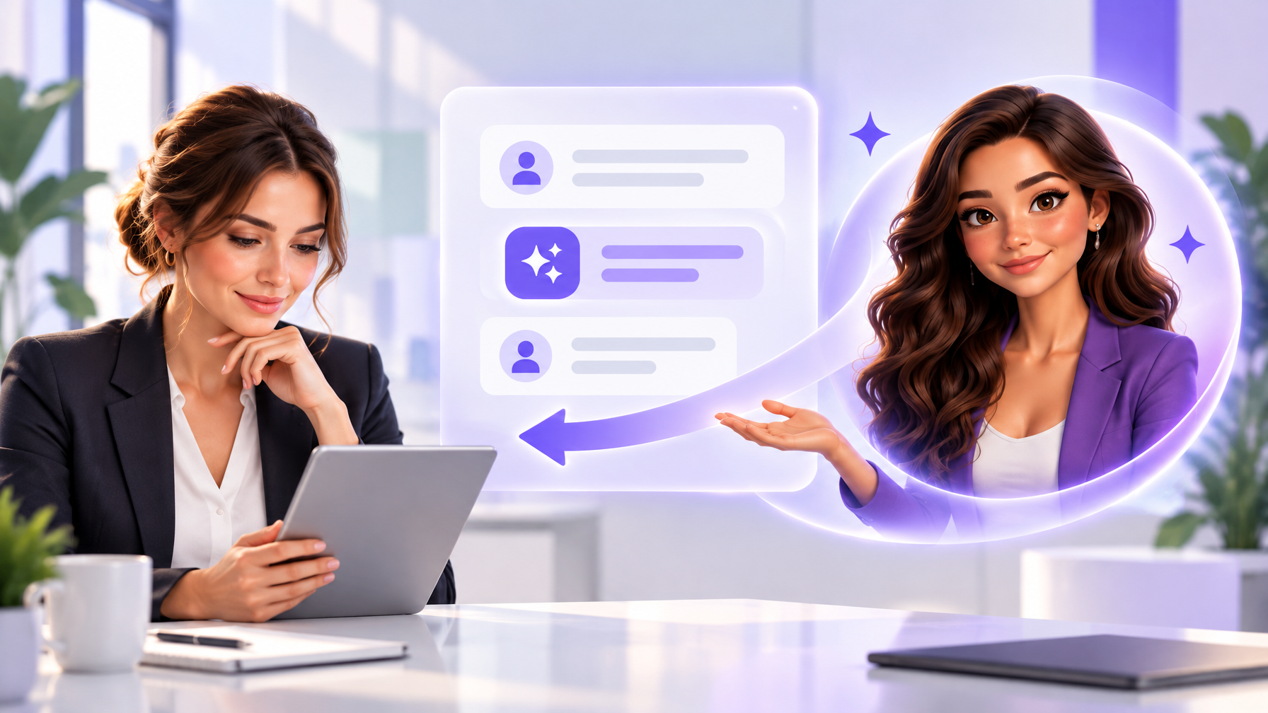 Business Staff and an AI Specialist collaborating with a clear human handoff