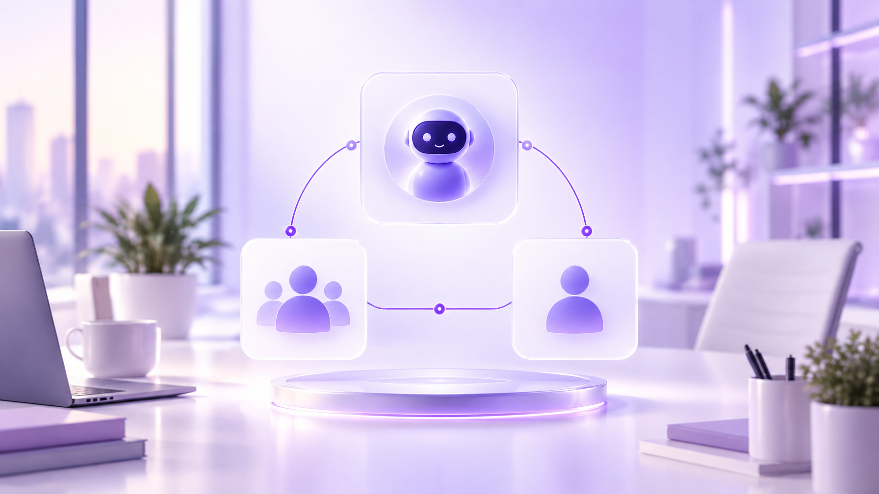 Diagram of Business Staff, AI Specialist, and End Customer connected in a Business Workspace